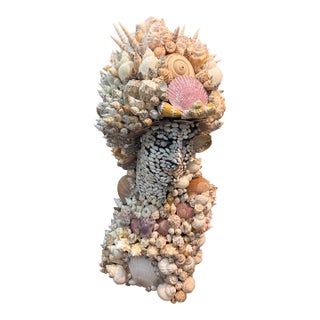 Vintage Shell Encrusted Plaster Bust of Man For Sale