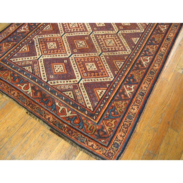 1890s Brown Diamond Tribal Antique Persian Afshar Rug 4' X 12'2" Handknotted Wool Carpet For Sale In New York - Image 6 of 6