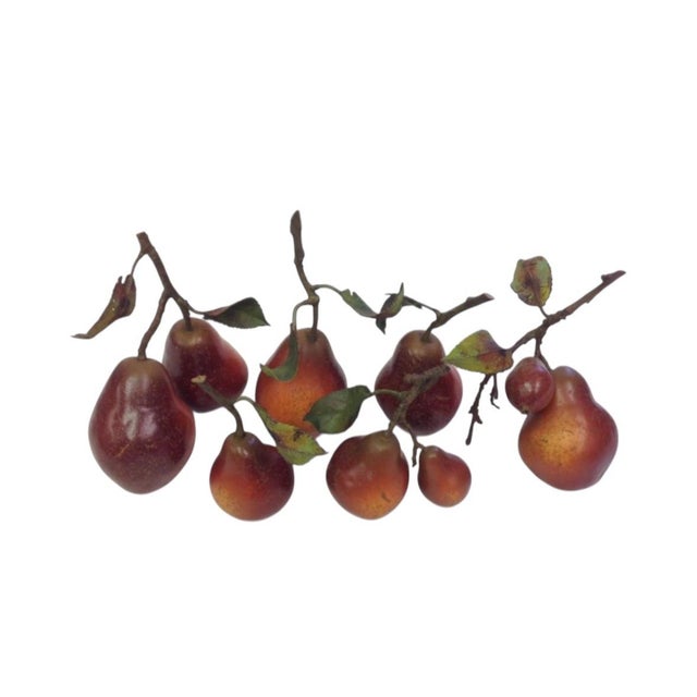 Vintage English Penkridge Ceramics Trompe l'Oeil Double William Pear Red Fruit With Tole Leaves Life / Full Size Figure Object For Sale - Image 4 of 4