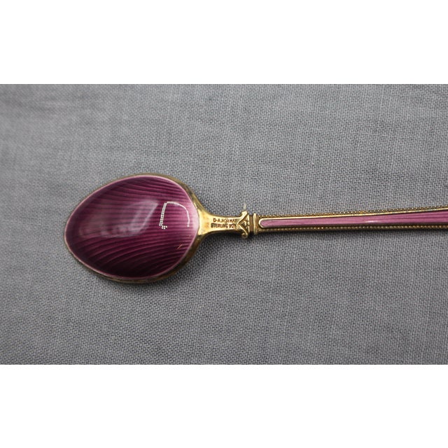 Mid-20th Century Norwegian Set of 6 Gilt, Sterling Silver, and Enamel Demitasse Spoons For Sale In Raleigh - Image 6 of 10