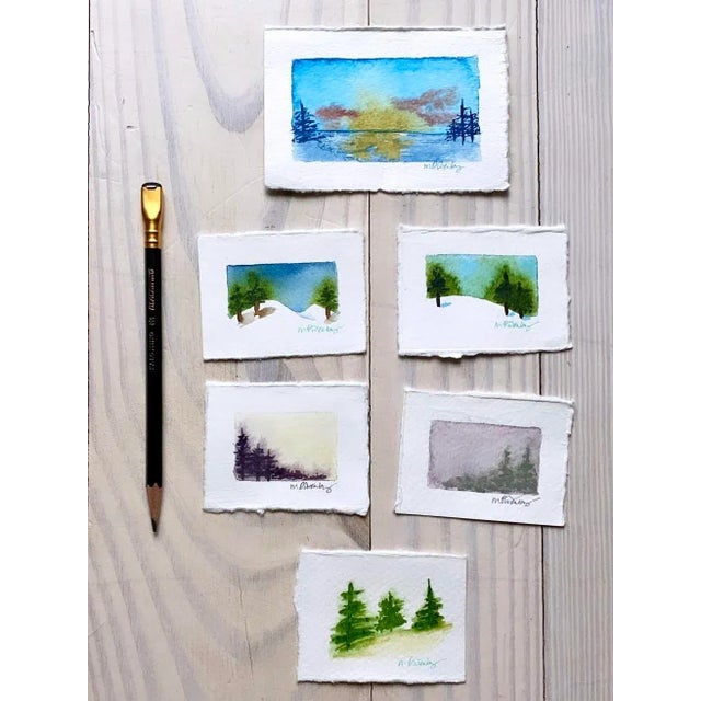 Contemporary "Glacier" Original Miniature Watercolor Landscape by Michelle Owenby For Sale - Image 3 of 3