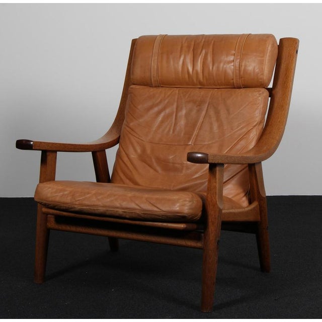 Set of Vintage Model GE530 Lounge Chair with Ottoman in Smoked Oak and Leather by Hans J. Wegner for Getama, 1970s For Sale - Image 6 of 12