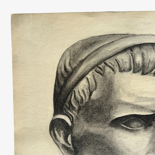 Vintage Antiochos III Bust Charcoal Sketch by Anthony Ferrara, Signed (1946). Sketch of The Antiochos III marble bust from...