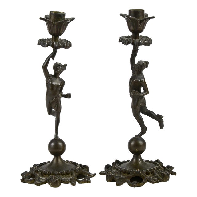 Bronze Candleholders, Set of 2 For Sale