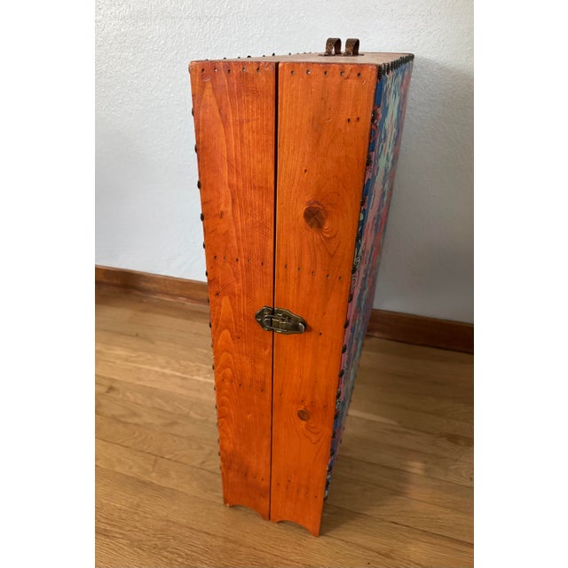 Wood 1970s One of a Kind Handmade Folding Sewing & Craft Cabinet Folk Art Organizer For Sale - Image 7 of 12