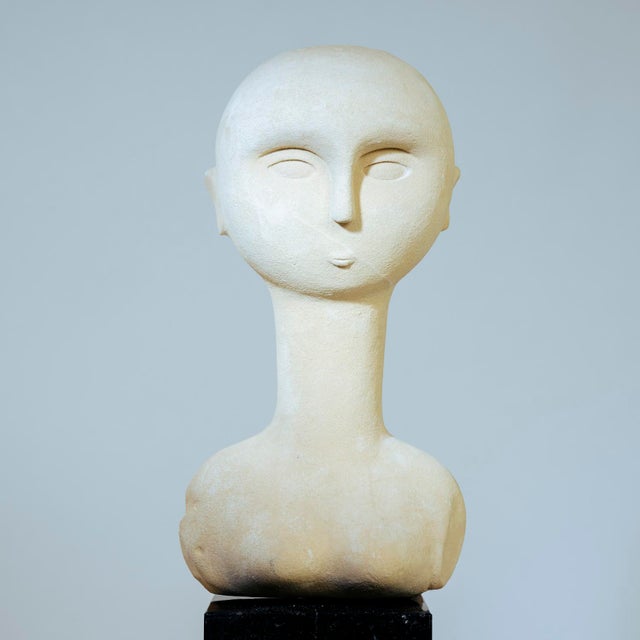 Modernist Bust Sculpture of a Woman, 1980s, Sandstone For Sale - Image 6 of 18