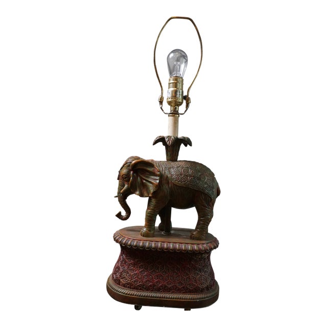 Vintage Asian Elephant Sculptural Table Lamp For Sale