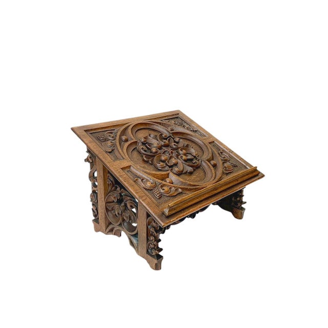 19th Century Gothic Revival Carved Wood Book Stand For Sale - Image 13 of 13