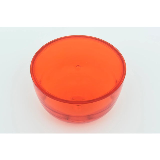 Orange Round Lidded Orange Lucite Box For Sale - Image 8 of 12