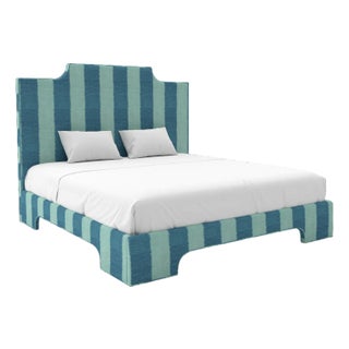 Empire Bed in Schumacher Bagan, Peacock - Full For Sale
