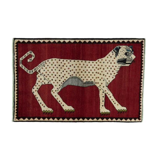Hand-Knotted Gabbeh Rug with Tiger Motif For Sale - Image 11 of 11