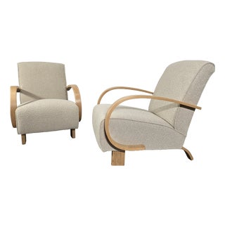 Art Deco Lounge Chairs from Jindřich Halabala, 1950s, Set of 2 For Sale