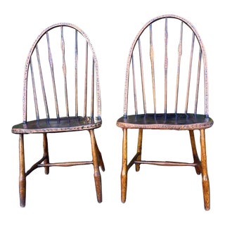 Mid 20th Century Pair of Vintage Bow Back Windsor Chairs For Sale