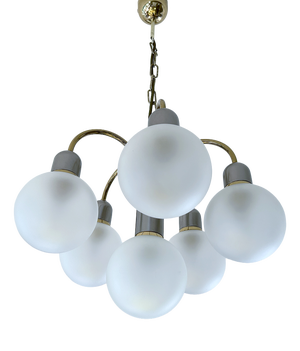 Space Age Pendant Light in Glass from Honsel, 1970s