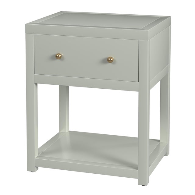 Green Nora 21 in. W Rectangular Wood 1 Drawer Small Nightstand with Lower Open Shelf, Sage Green For Sale - Image 8 of 8