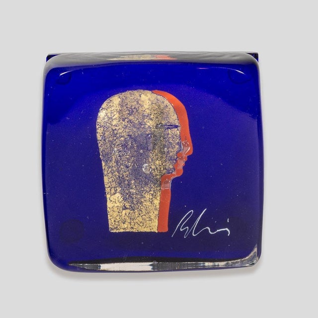 Blue Murano Cobalt Blue Glass Block Sculpture by Silvio Vigliaturo, 2000s For Sale - Image 8 of 11