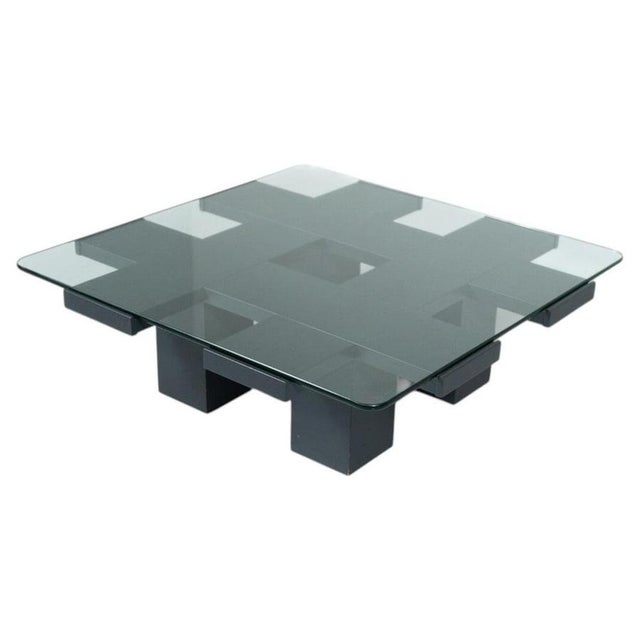 Square Coffee Table in Wood and Glass, Italy, 1960s For Sale - Image 10 of 10