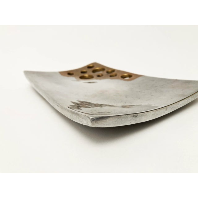 Mid 20th Century Mid 20th Century Hand-Crafted Aluminum and Bronze Contemporary Art Plate For Sale - Image 5 of 12