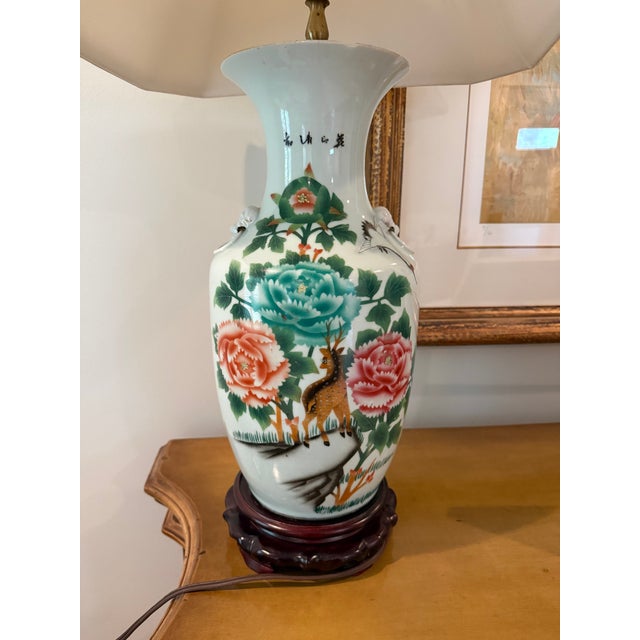 Pair of Chinese Famille Verte-Style Lamps For Sale In Nashville - Image 6 of 9