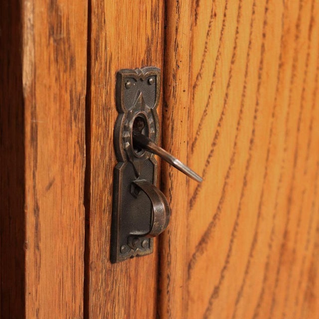 Wood Oak Desk with Leather Top For Sale - Image 7 of 11