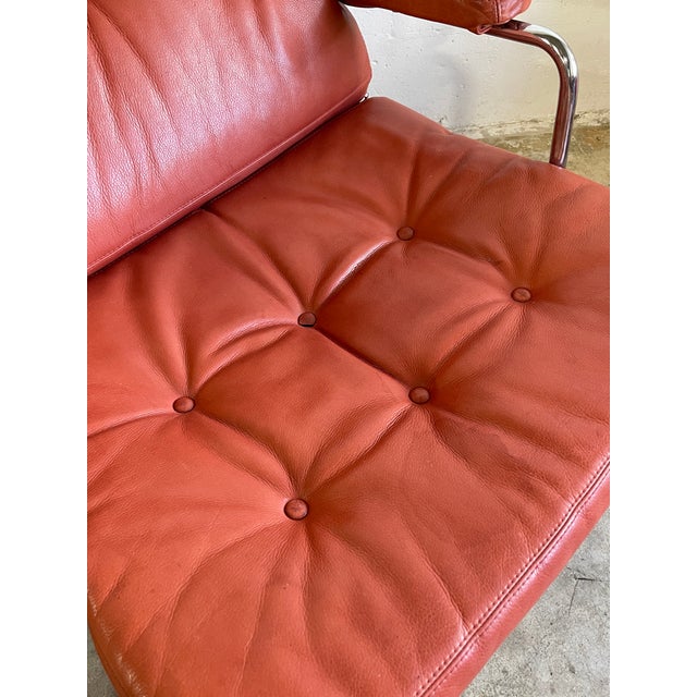 Pair Mid Century Modern "Karin" Chairs by Bruno Mathsson Chrome and Leather For Sale In Miami - Image 6 of 15