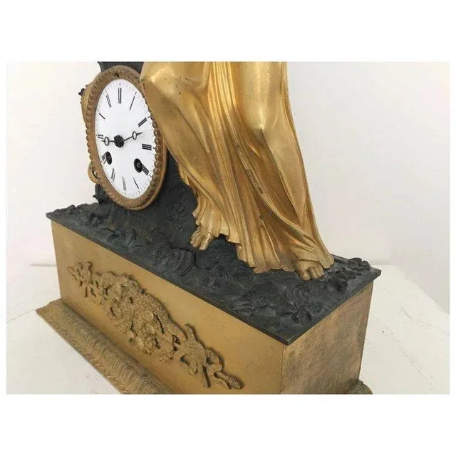 Bronze Antique Early 19th Century French Empire Gilt & Patinated Bronze Figural Mantel Clock Depicting Eve With a Serpent For Sale - Image 8 of 11