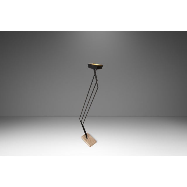 Mid-Century Modern Mid-Century Post Modern Italian Cantilever Freestanding 6 Foot Floor Lamp With Travertine Base, Italy, C. 1980s For Sale - Image 3 of 15