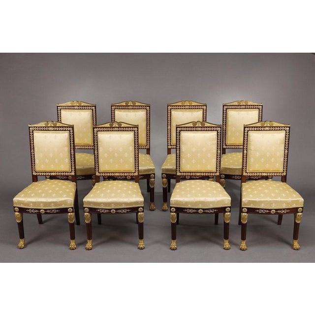 Empire Style Salon Set in Mahogany and Gilded Bronzes, 1860, Set of 9 For Sale - Image 4 of 18