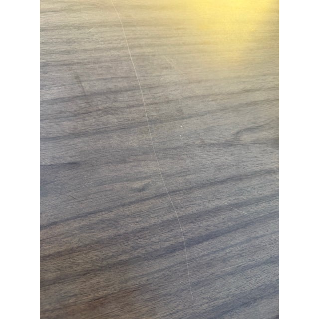 Brown Vintage Mid-Century Modern Formica Extendable Dining Table With Walnut Wood Legs For Sale - Image 8 of 10