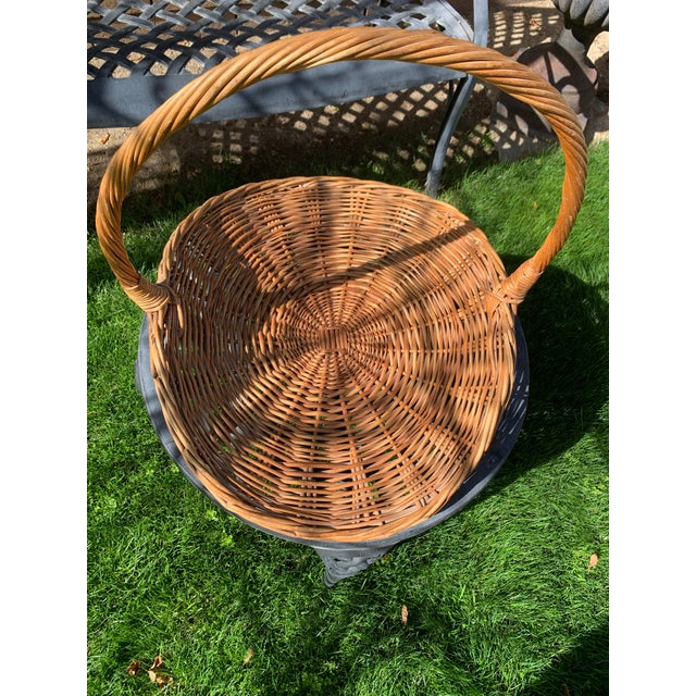 Wood Vintage French Flower Gathering Harvest Basket For Sale - Image 7 of 9