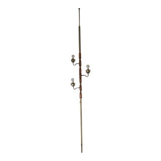 Vintage Mid Century Modern Gold Brown Tension Pole Lamp For Sale