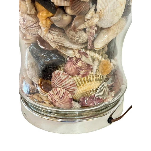 Vintage Glass Ginger Jar Shell Filled Lamp For Sale - Image 13 of 18