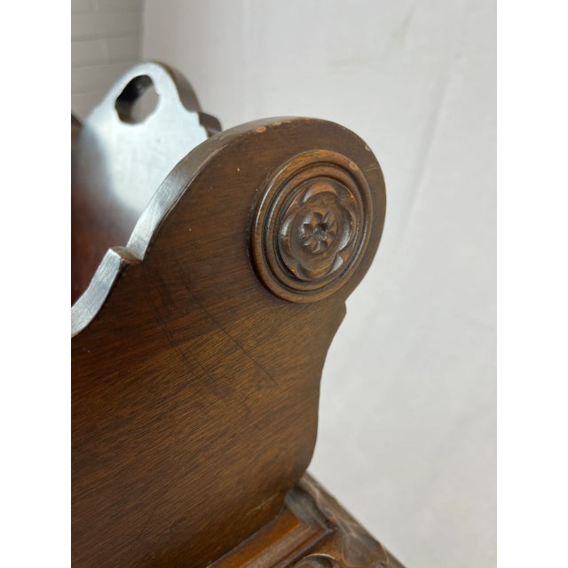 Vintage 1930s Mahogany Magazine & Book Stand - Jacobean/Victorian-Revival Period For Sale - Image 12 of 15