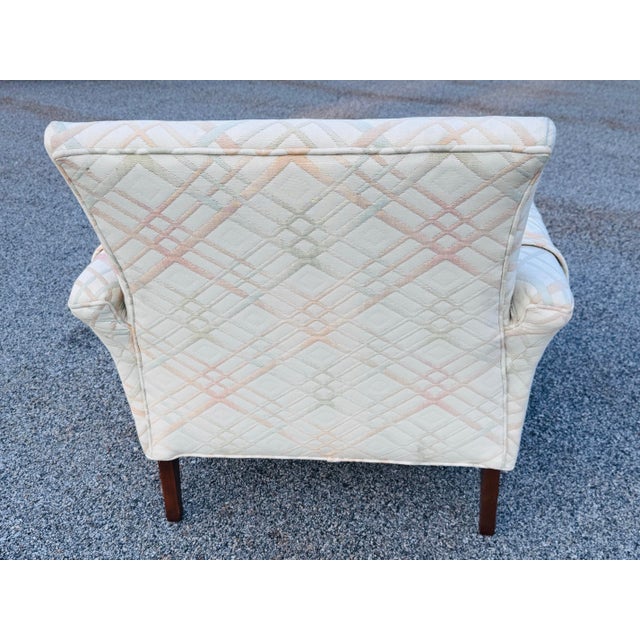 Wood Vintage 1960s Fabric Lounge Chair With Solid Walnut Wood Base For Sale - Image 7 of 9