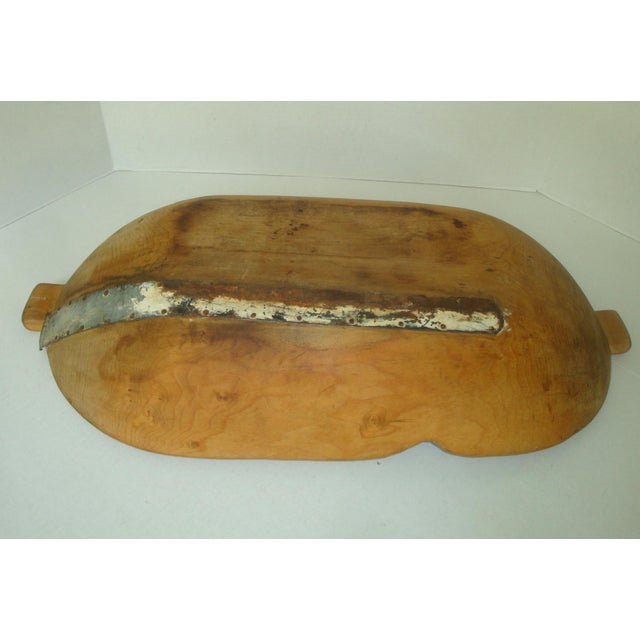 26" Primitive Oval Wood Bread Dough Trough Bowl For Sale - Image 4 of 7