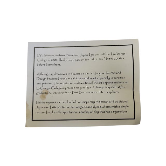 Ceramic Vintage Yu Ishimaru Studio Pottery Pitcher For Sale - Image 7 of 8