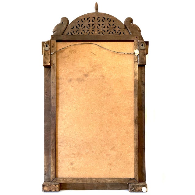 Wood Late 20th Century Moorish Boho Chic Hand-Carved Wooden Wall Mirror For Sale - Image 7 of 7