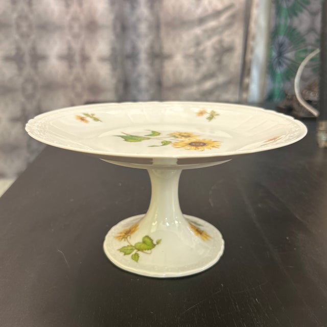 French 1940s Porcelain Pedestal Cake Stand For Sale - Image 9 of 9