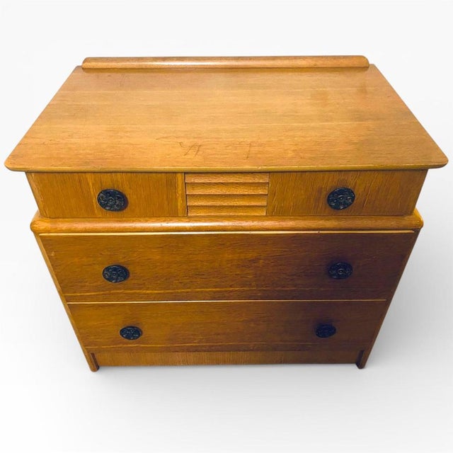 Mid-Century Chest of Drawers in Teak Dresser with Decorative Handles, 1960s For Sale - Image 6 of 9
