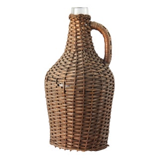 Antique French Wicker Demijohn Bottle For Sale