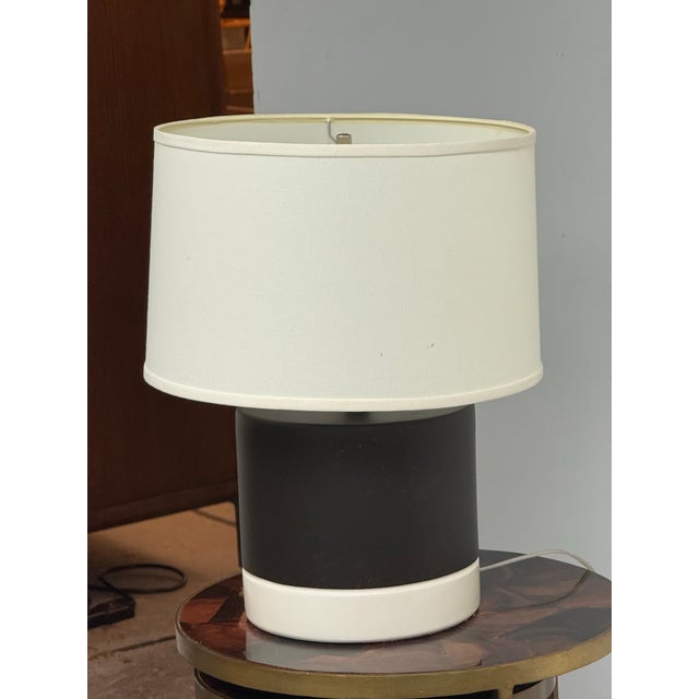 Modern Modern Black + White Ceramic Table Lamp For Sale - Image 3 of 12