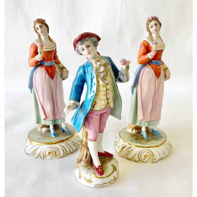Antique Italian Capodimonte Porcelain Figurines Set of 3 Chairish