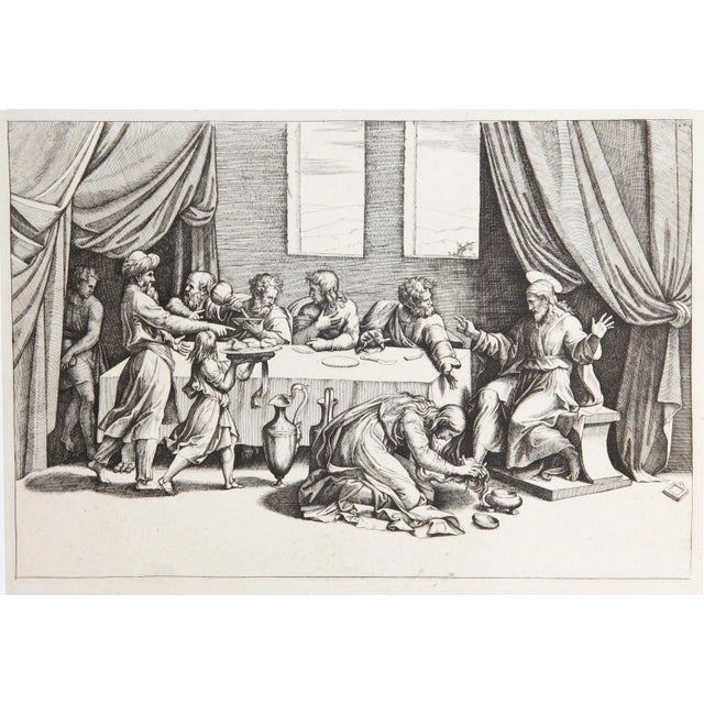 Art Nouveau Jesus Christ a Table Chez Simon le pharisien, Marcantonio Raimondi Print For Sale - Image 3 of 3
