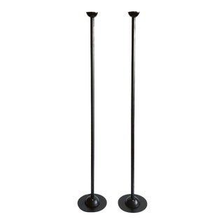 Pair of Postmodern Black Torchieres by Ron Rezek For Sale