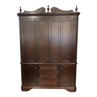 Custom Design Two Piece Corner Media Armoire For Sale