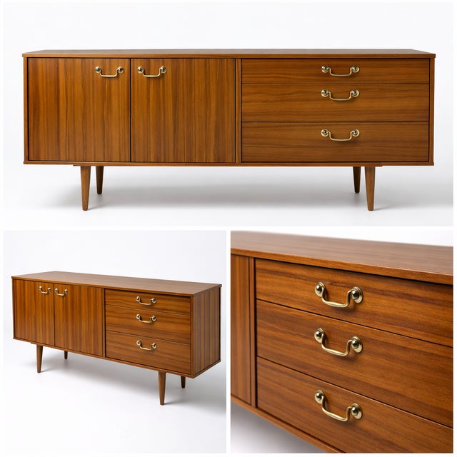 Mid-Century Walnut and Teak Sideboard from Morris of Glasgow, 1970s For Sale - Image 6 of 11