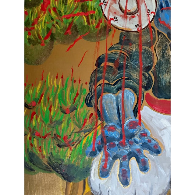 2017 "Noh Drummer 1" Contemporary Oil Spray Paint Paintstick on Canvas by Robert Cipriano For Sale - Image 4 of 14