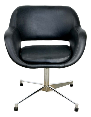 Vintage Italian Black Leatherette and Chrome Swivel Chair, 1970s