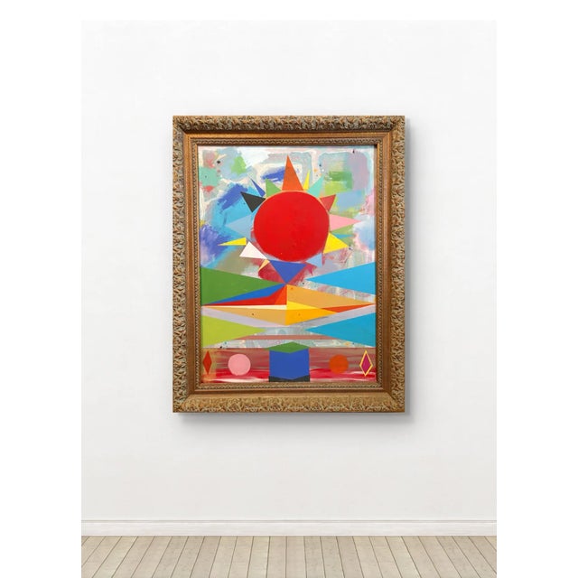 Bold vintage acrylic painting on canvas in ornate frame. I’m not signed. Painting size 30” x 40”