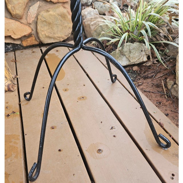 Vintage Twisted Stem Wrought Iron Plant Stand For Sale - Image 10 of 12